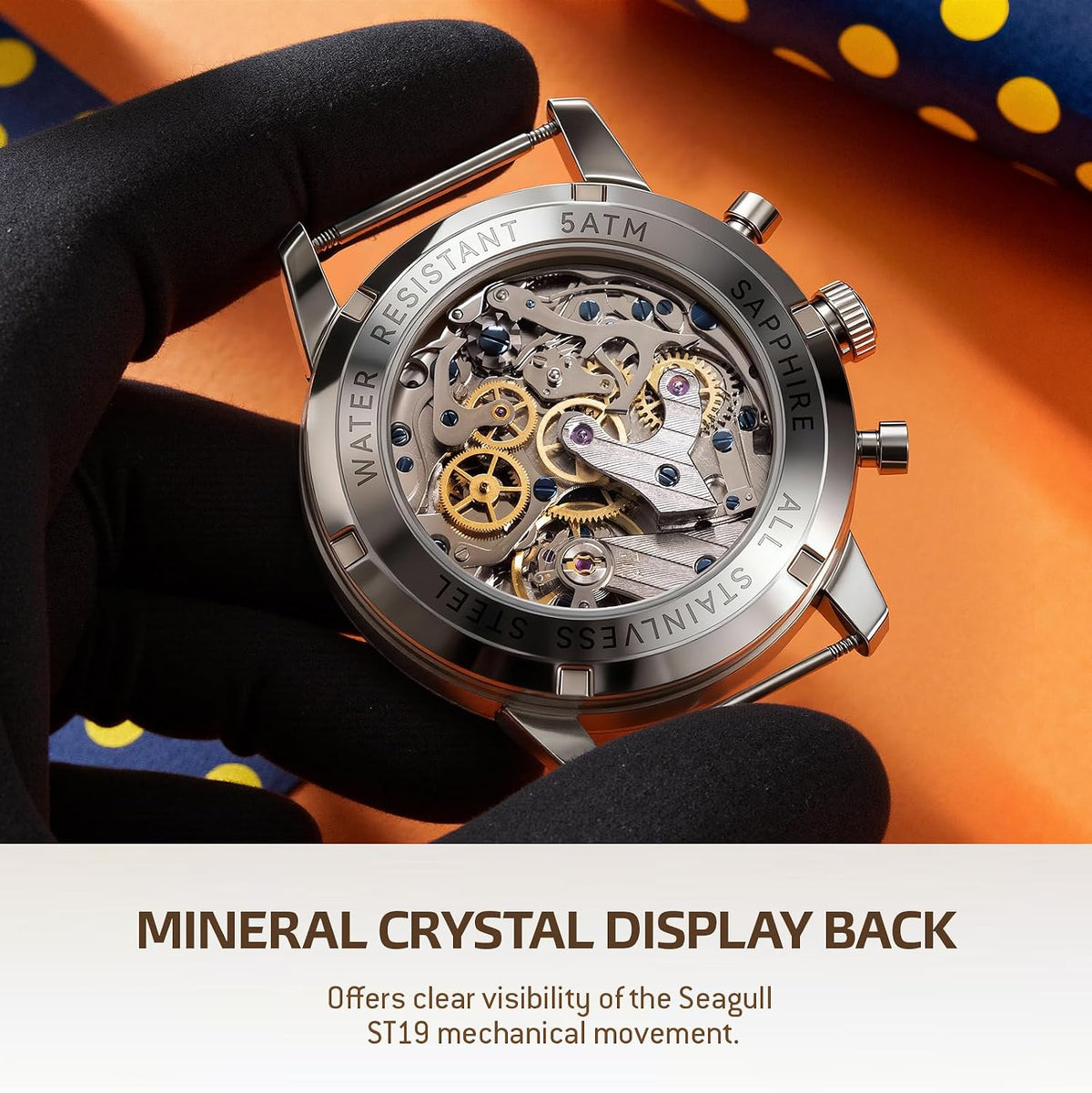 RAINTEN Chronograph Watch, Mechanical Watch for Men, Case 40mm, Seagull St19 | Stainless Steel with Genuine Leather Strap and Sapphire Crystal, Nylon Strap, Gifts- R9032, R9031B, R9031, R9031A