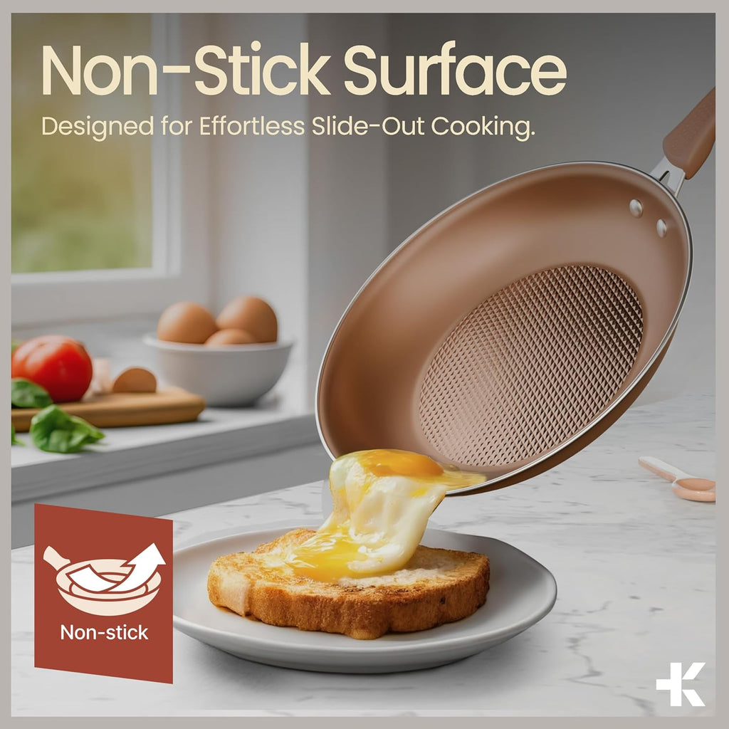 Pots and Pans Set, 22-Piece Non Stick Cookware & Bakeware Sets with Plaid Pattern, Stackable Design, Dishwasher Safe, Stain-resistant, Oven & All-Stove Safe, Tempered Glass Lid, Golden