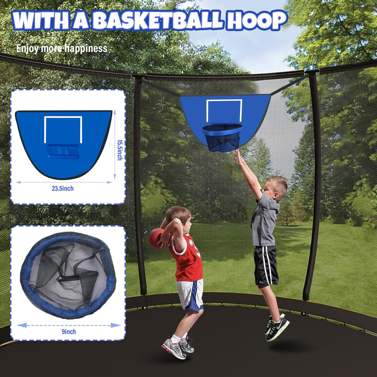 Kiivakii Trampoline 8FT 10FT 12FT 14FT 16FT, Outdoor Trampolines for Kids and Adults, Recreational Trampoline with Enclosure Net & Ladder, Round Trampolines ASTM Approved