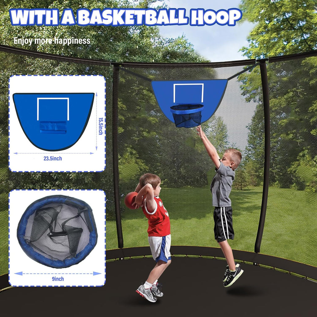 Kiivakii Trampoline 8FT 10FT 12FT 14FT 16FT, Outdoor Trampolines for Kids and Adults, Recreational Trampoline with Enclosure Net & Ladder, Round Trampolines ASTM Approved