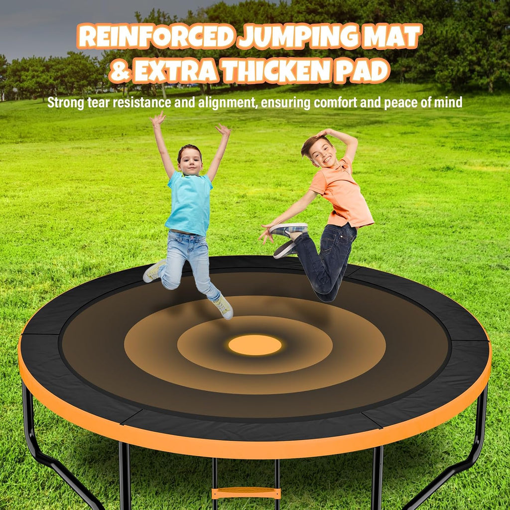 Kiivakii Trampoline 8FT 10FT 12FT 14FT 16FT, Outdoor Trampolines for Kids and Adults, Recreational Trampoline with Enclosure Net & Ladder, Round Trampolines ASTM Approved