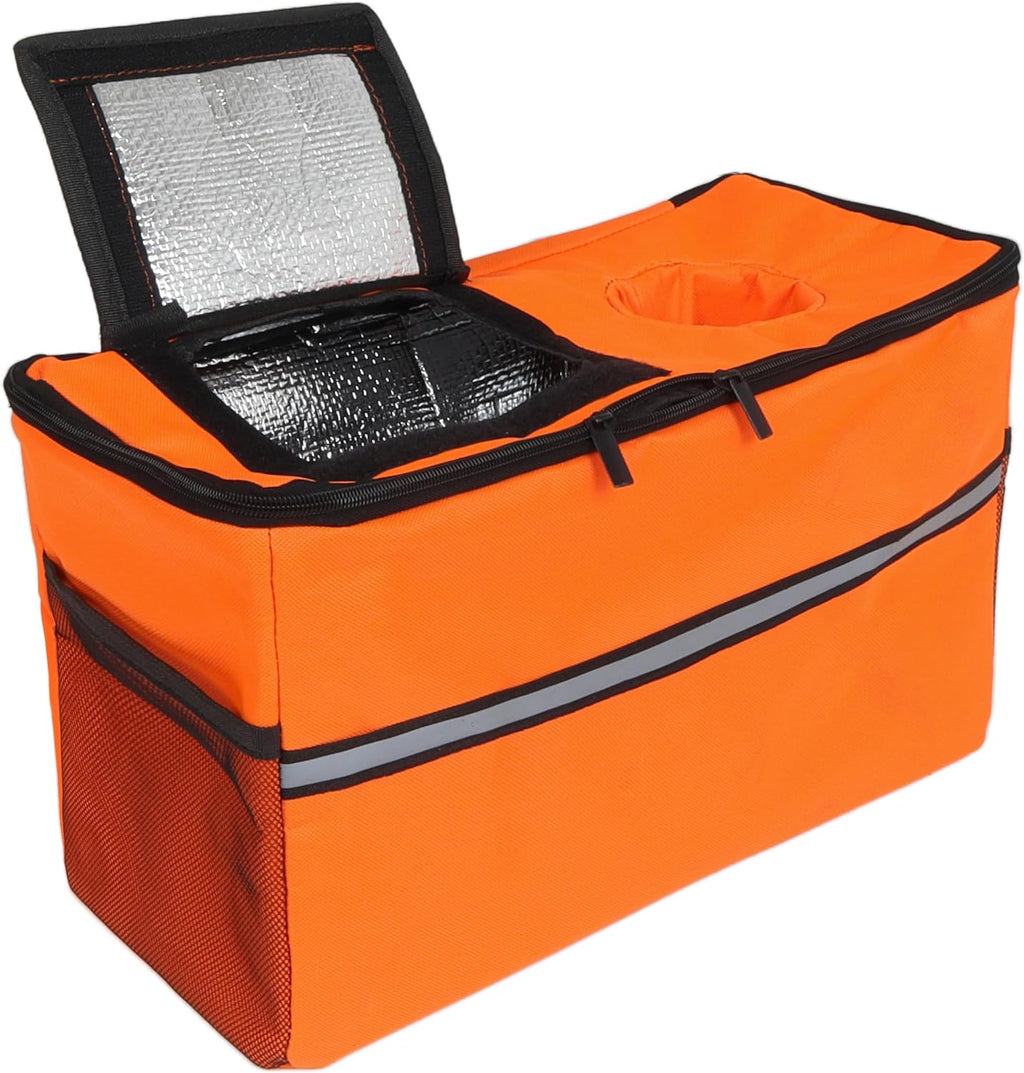 3-in-1 Convertible Folding Wagon Cart with Bench Seat & Storage - Includes 1 ice Pack, 500lbs Heavy-Duty Utility Wagon, All-Terrain Wheels for Camping, Beach, Sports, Garden (Orange)