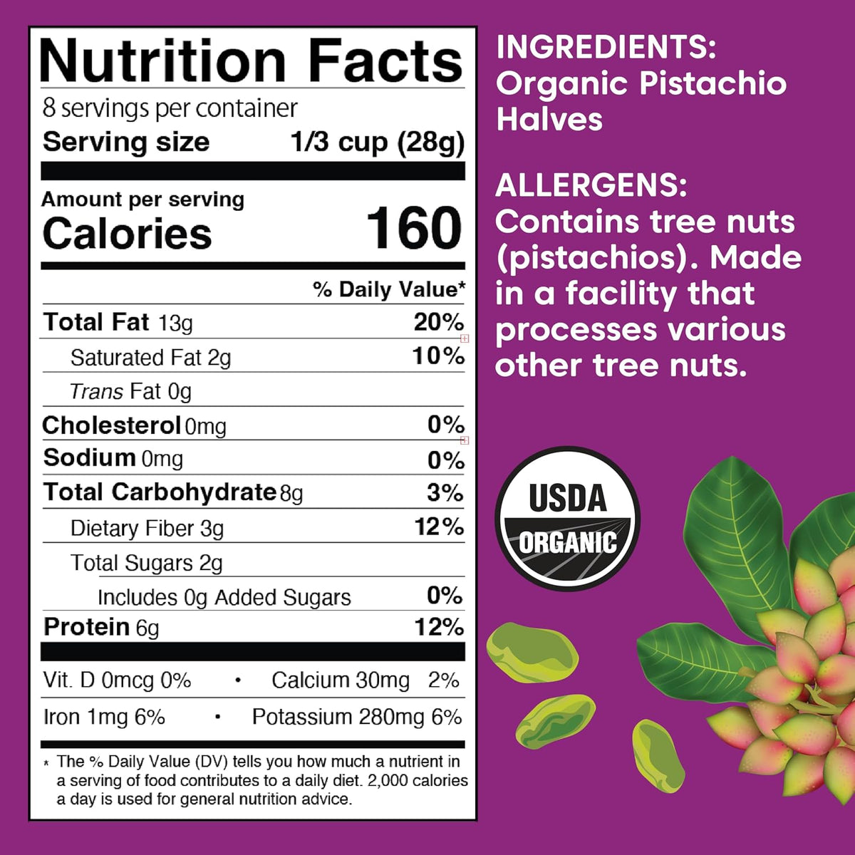 Wilderness Poets, Organic Pistachios - Bright Green Pistachio Nut Halves, No Salt, Grown in California - 5 Pound (Pack of 4)