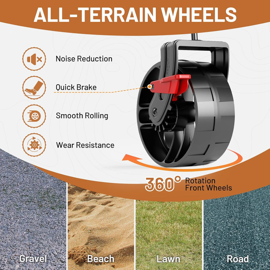 TIMBER RIDGE 400L Large Capacity Folding Double Decker Wagon with Brakes, 54' Extra Long Extender Wagon Cart, 450lbs Heavy Duty Collapsible Cart, All-Terrain Big Wheels for Camping, Sports, Shopping