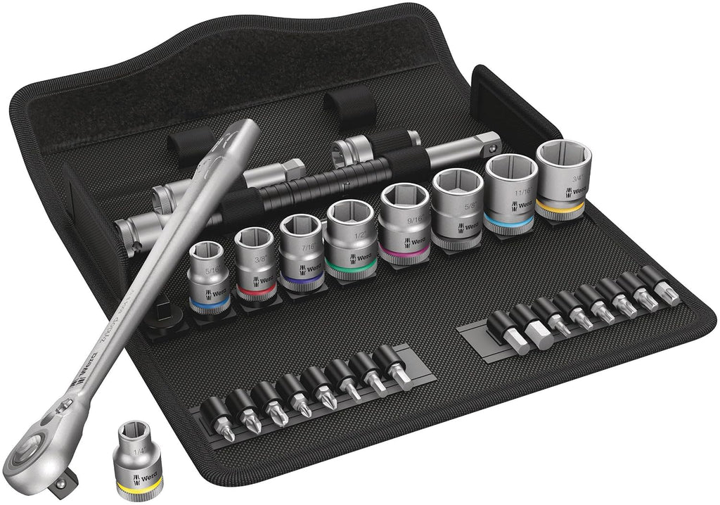 WERA 05004051001 8100 SB 11 Zyklop Imperial Metal Ratchet Set, 29 Piece, 3/8' Drive