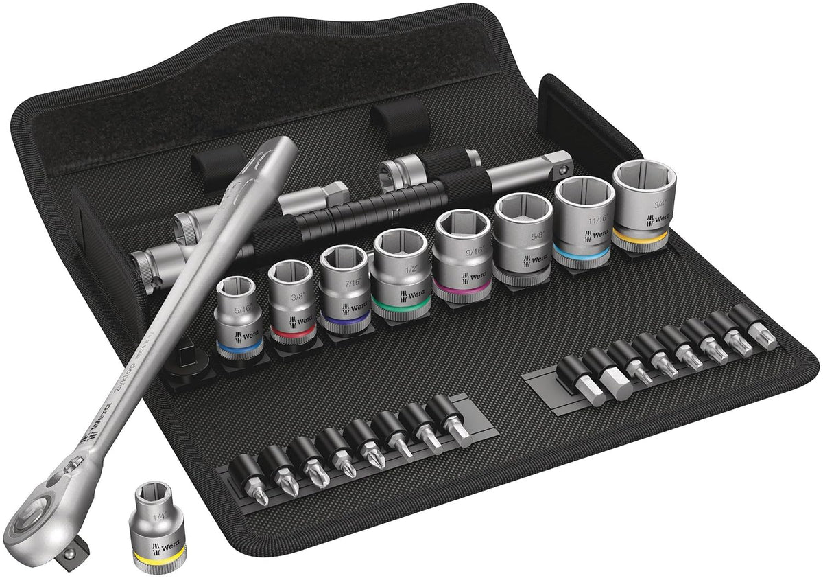 WERA 05004051001 8100 SB 11 Zyklop Imperial Metal Ratchet Set, 29 Piece, 3/8' Drive
