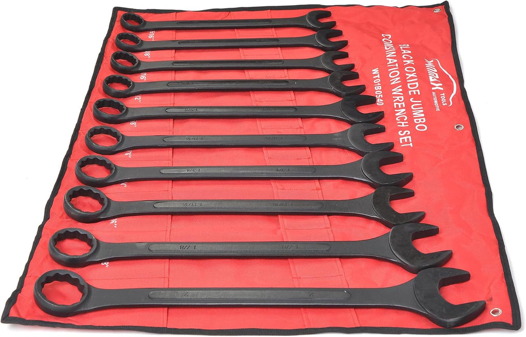 10 PC SAE Black-Oxide Jumbo Combo Wrench Set | 1-5/16' - 2'