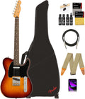 Fender Jason Isbell Custom Telecaster- 3-Color Chocolate Burst Bundle with Gig Bag, Strap, Cable, and Guitar Cleaning Kit