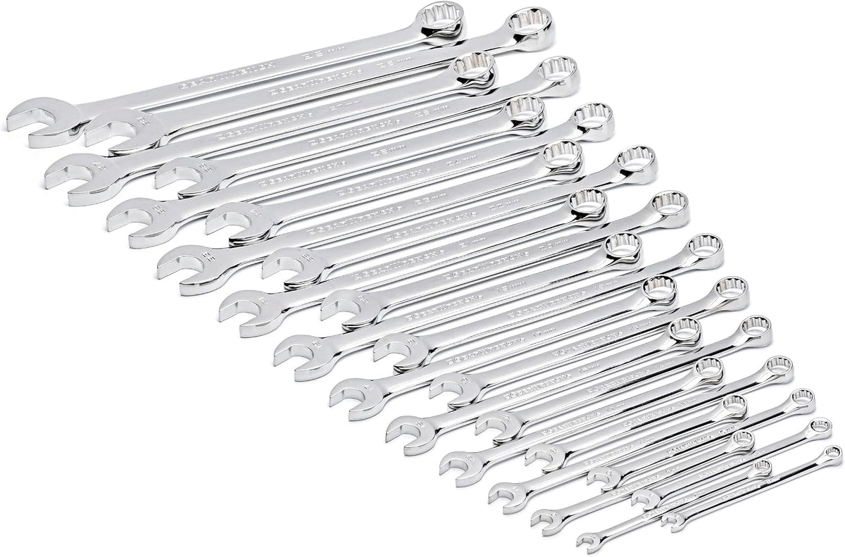 GEARWRENCH 24 Piece 12 Point Long Pattern Combination Metric Wrench Set in Foam Storage Tray - GWMSCWL12MM