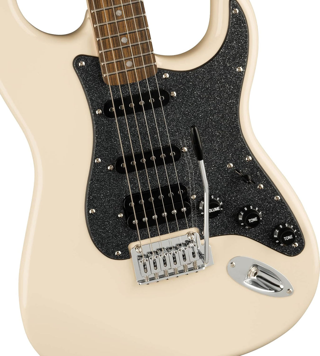 Fender Squier Affinity Stratocaster HSS Limited Edition - Olympic White Bundle with Gig Bag, Tuner, Strap, Picks, and Austin Bazaar Instructional DVD