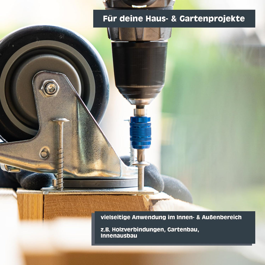 HELPMATE - Universal Countersunk Screws 5.0 x 50 Stainless Steel A2 Rustproof - Pack of 250 Wood Screws with T-Drive and Partial Thread - Chipboard Screws for Indoor and Outdoor Use