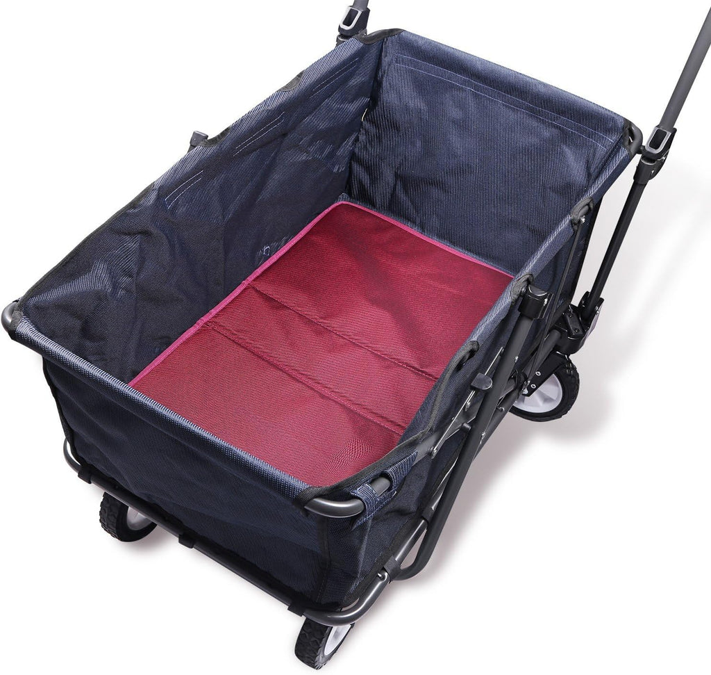 REDCAMP 49' Extra Long Collapsible Wagon Fishing Cart with Rod Holders, 330LBS Heavy Duty Extra Large Folding Utility Garden Cart with Tailgate and Pad for Grocery, Sport, Fishing