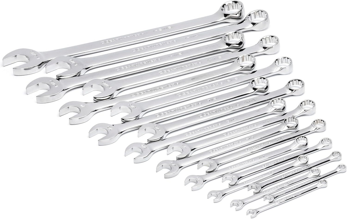 GEARWRENCH 19 Piece 12 Pt Long Pattern Combination SAE Wrench Set in Foam Storage Tray - GWMSCWL12SAE