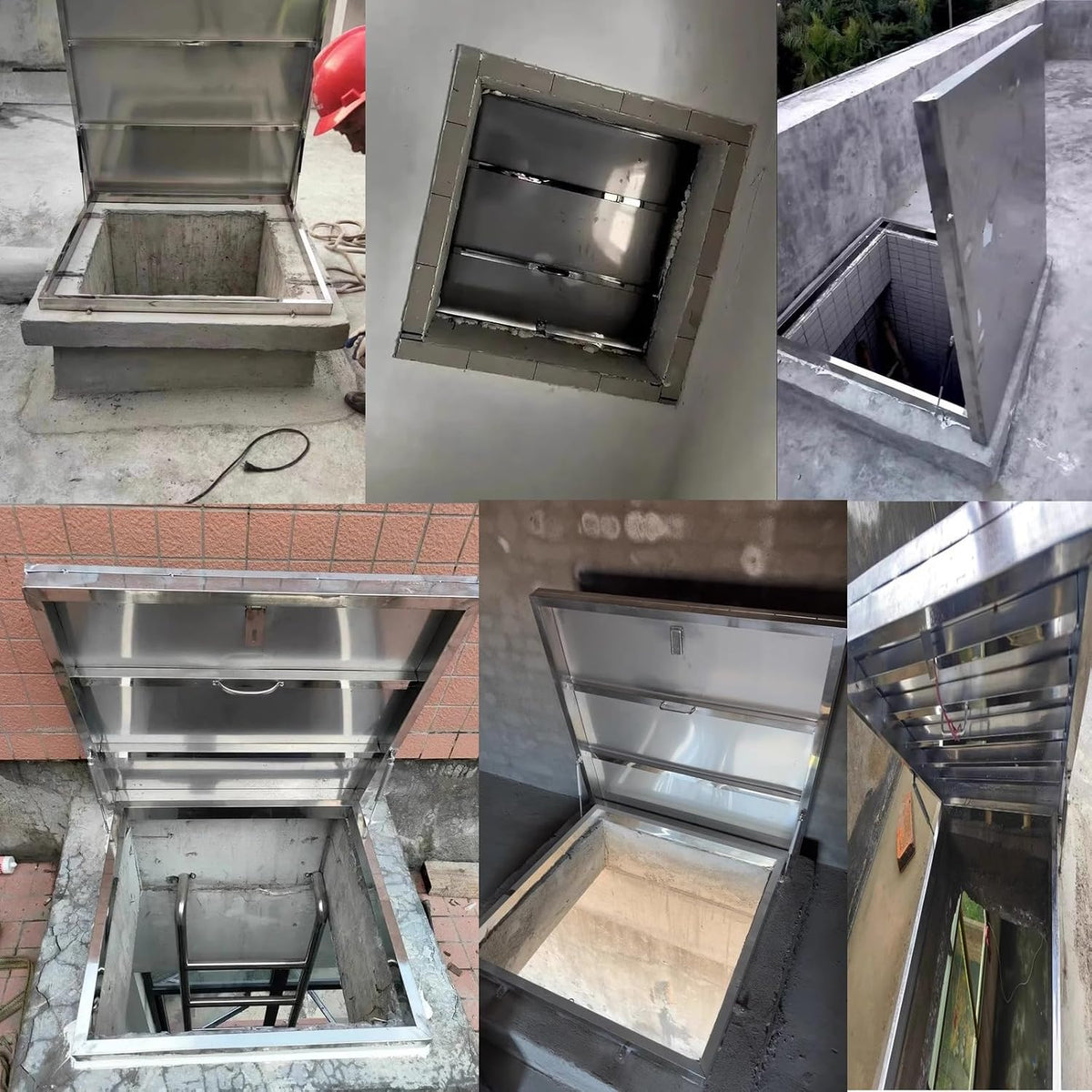 Outdoor Emergency Accesses Hatch Covers, Skylight Cover for Sloped Roof Attic with Hasp Latch Bolts, Stainless Steel Heavy Duty Maintenance Door Escape Exit Lid