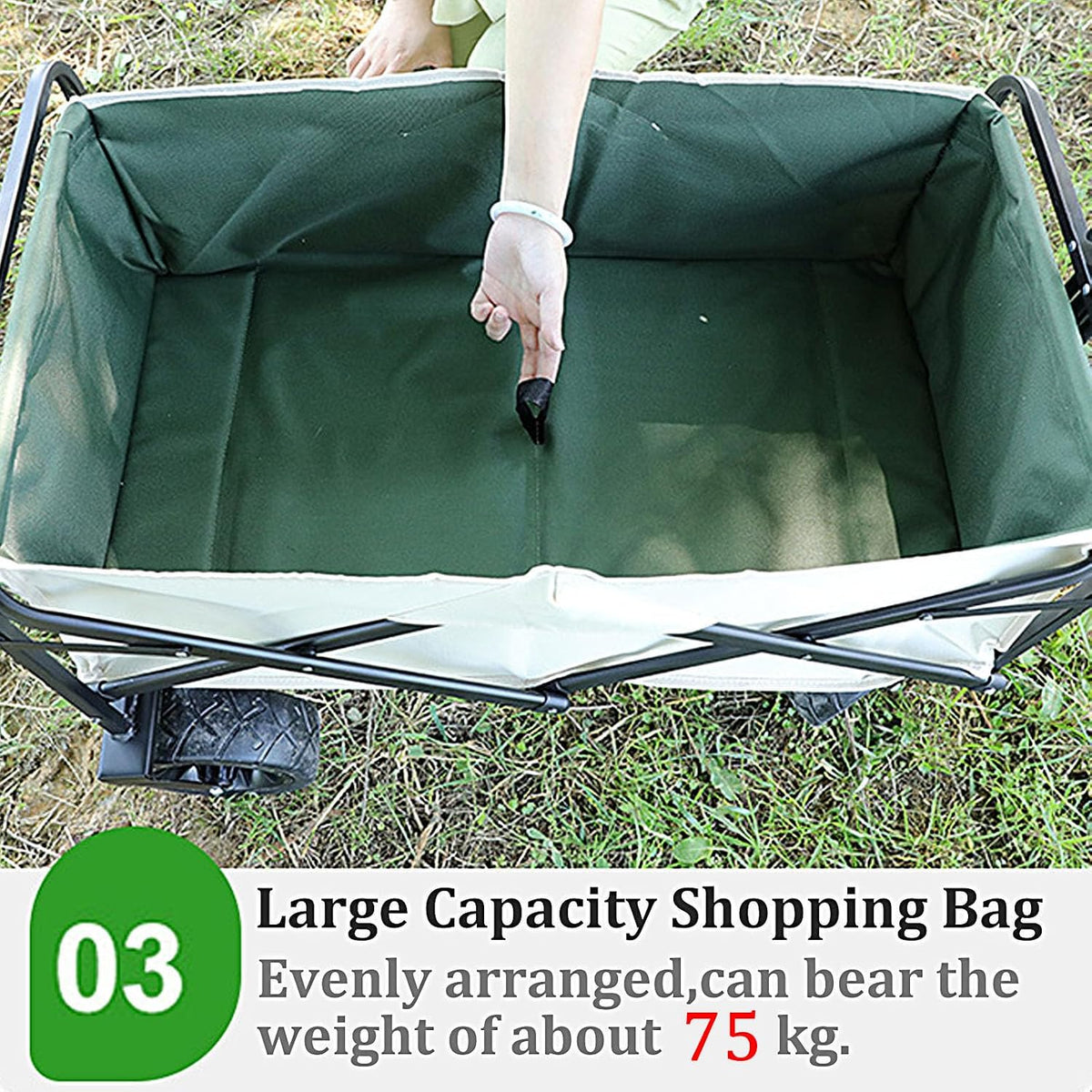 Collapsible Wagon Garden Cart,Folding Garden Carts,Beach Wagon Grocery Wagon All-Terrain Wagon Sports Beach Wagon Cart Rubber Wheel Universal Wheel Camping Cart with Folding Panels,(c) black