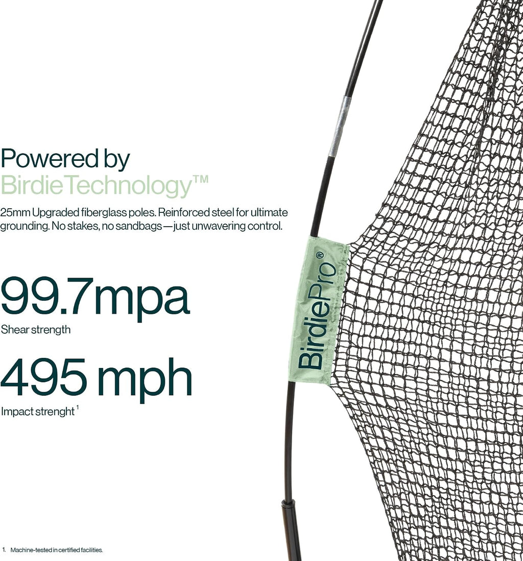 BirdiePro® - American Pro Golf Practice Net, 10x7ft Heavy Duty Golf Hitting Net with EchoShield™ Target & FlexWeave™ Net, Indoor Outdoor Training Backyard, Full Set with Mat, Balls & Cap