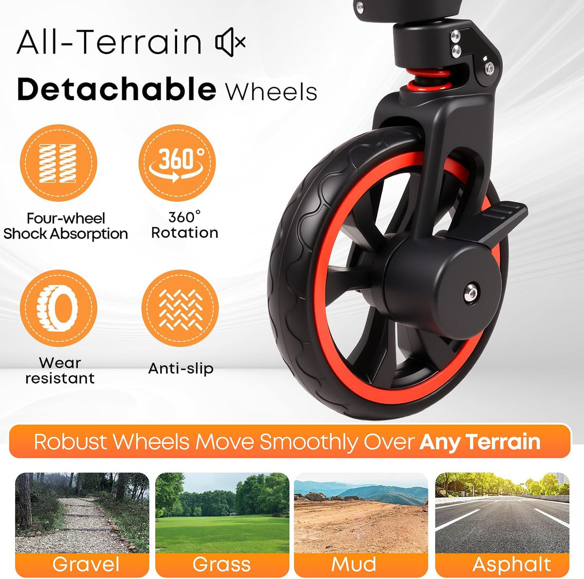 Wagon Stroller with Canopy,Large Capacity Trolley, Foldable Portable Cart with Canopy, Adjustable Push/Pull Handle, Shock-Absorbing Wheels, Suitable for Shopping,Traveling-B