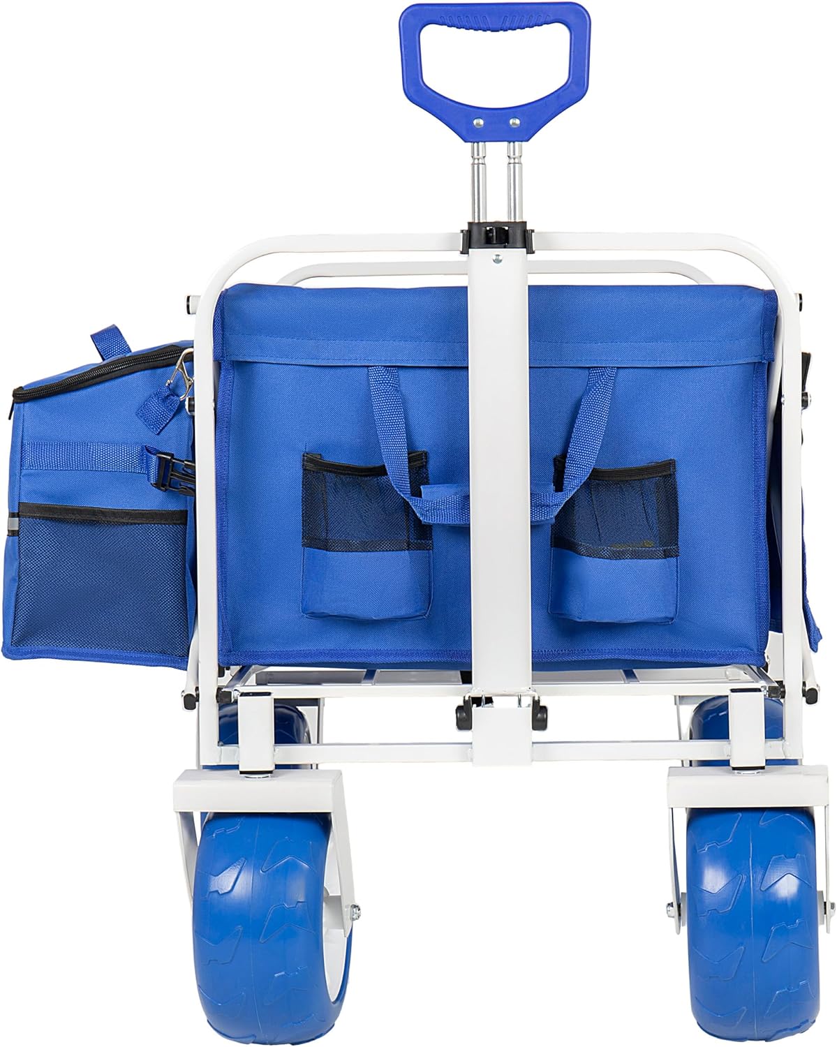 Beach Fishing Wagon Cart with All-Terrain Big Wheels, 500lbs Load, Heavy Duty Wagons Carts Foldable with Removable Cooler & Storage Bags for Shopping Garden Sports Camping Outdoor (Blue3)