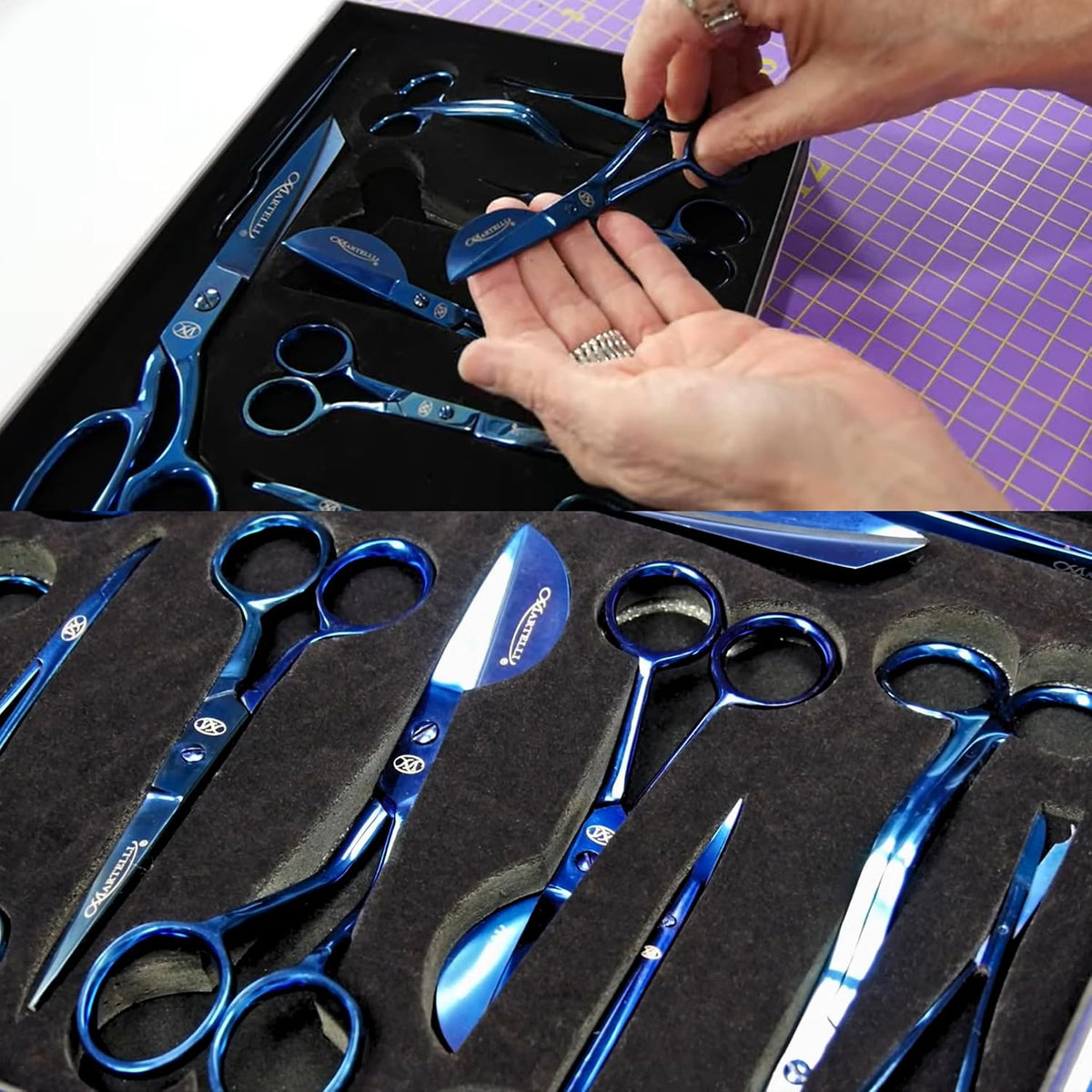 Martelli - 10 piece Stainless Steel Tailor Scissor Kit - Professional Sewing Shears for Fabric Cutting - Quilting and Fashion Design (BLUE) Quilters Shears