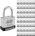 48 Pack 40 mm (1-9/16') Keyed Alike Laminated Padlocks with 96 Keys, Hardened Steel Short Shackle, Heavy-Duty Locks for Gym Lockers, Toolboxes, School Lockers, and Hasp Latches
