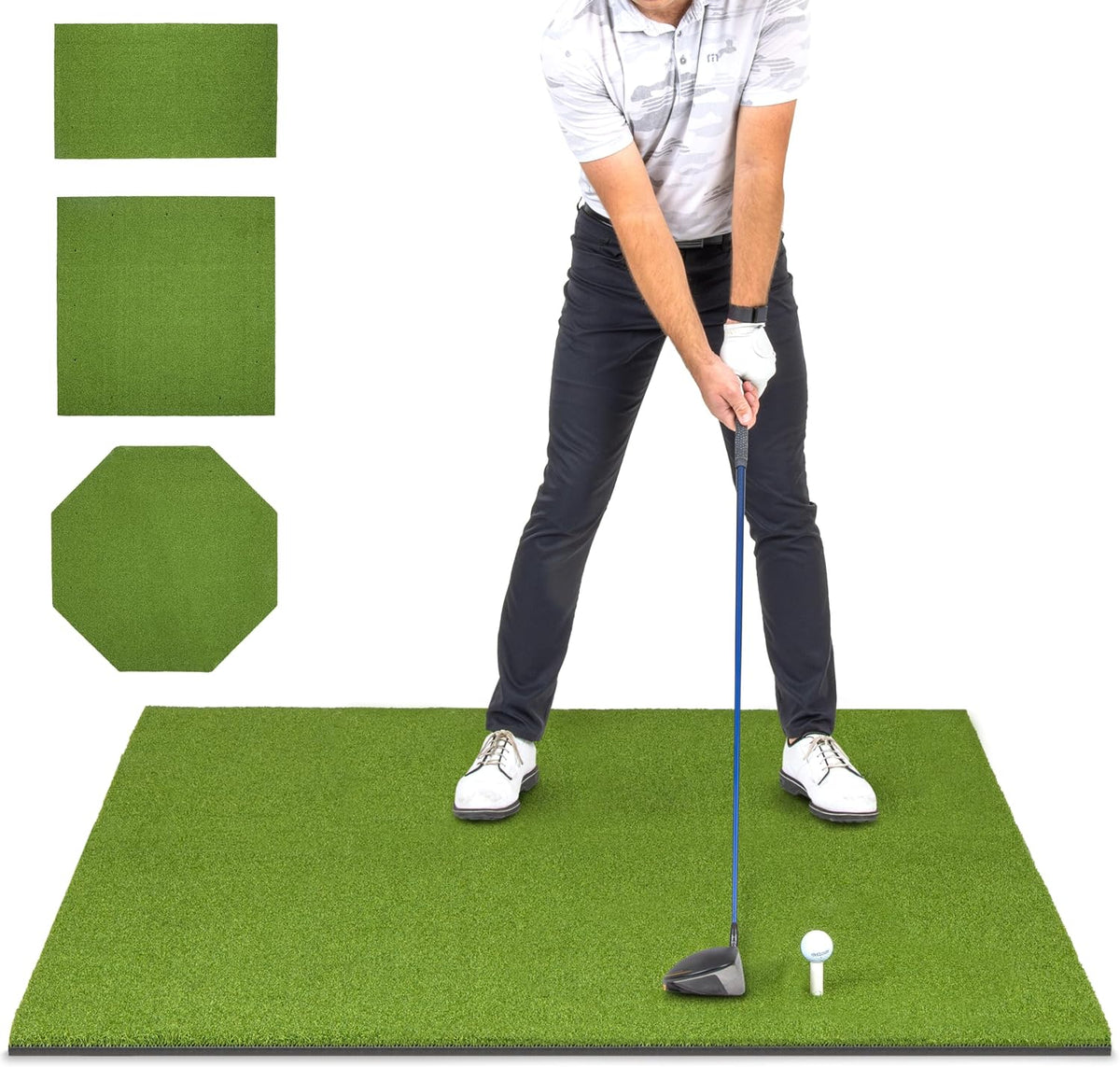 GoSports Elite Golf Hitting Mat for Indoor and Outdoor Practice - Withstands Thousands of Shots - Heavy-Duty Turf Driving Range Mats Works with Golf Simulators - Includes 3 tees - Choose Your Size