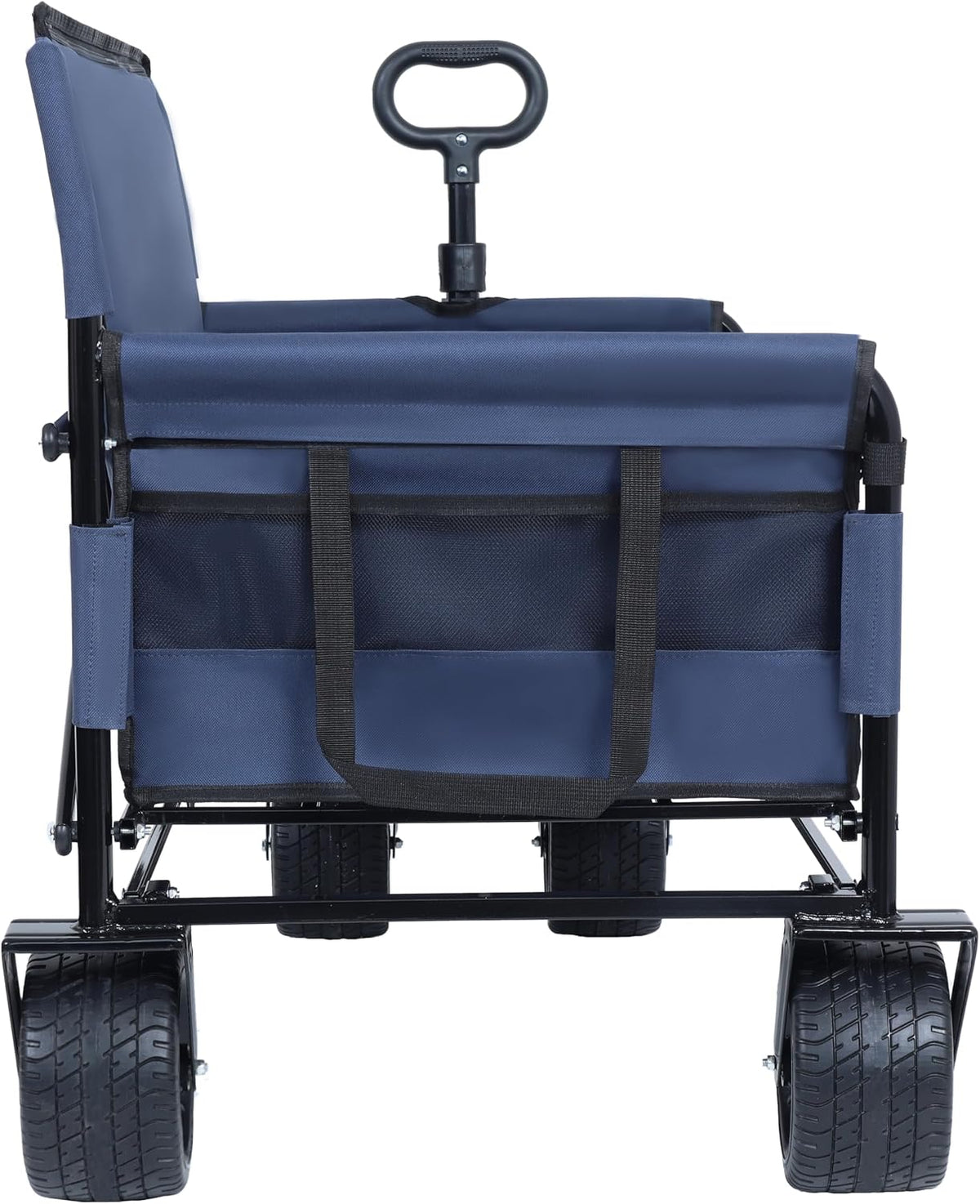 3-in-1 Heavy-Duty Convertible Folding Wagon Cart with Bench Seat & Storage – 500lb Capacity, 180L All-Terrain Wagon for Camping, Beach, Sports, & Garden – 360° Swivel Wheels (Blue)