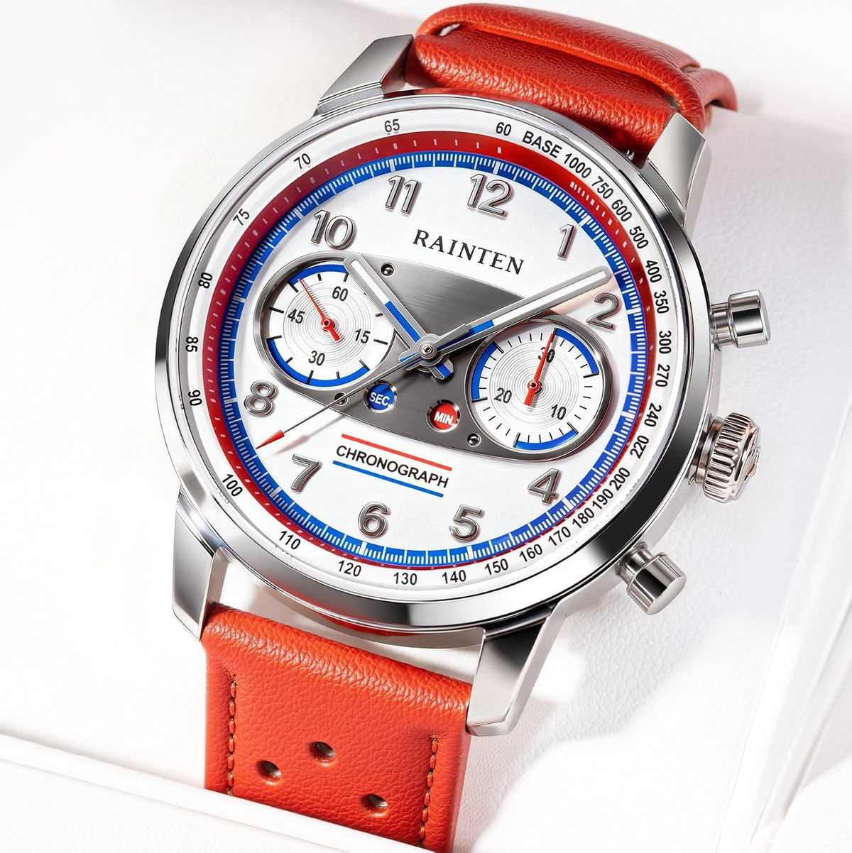 RAINTEN Chronograph Watch, Mechanical Watch for Men, Case 40mm, Seagull St19 | Stainless Steel with Genuine Leather Strap and Sapphire Crystal, Nylon Strap, Gifts- R9032, R9031B, R9031, R9031A