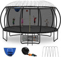 Kiivakii Trampoline 8FT 10FT 12FT 14FT 16FT, Outdoor Trampolines for Kids and Adults, Recreational Trampoline with Enclosure Net & Ladder, Round Trampolines ASTM Approved