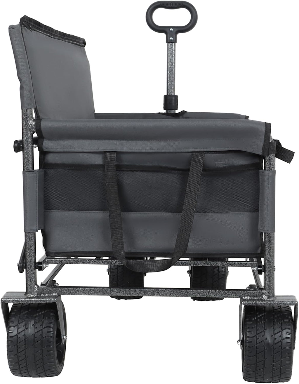 3-in-1 Heavy-Duty Convertible Folding Wagon Cart with Bench Seat & Storage – 500lb Capacity, 180L All-Terrain Wagon for Camping, Beach, Sports, & Garden – 360° Swivel Wheels (Gray)