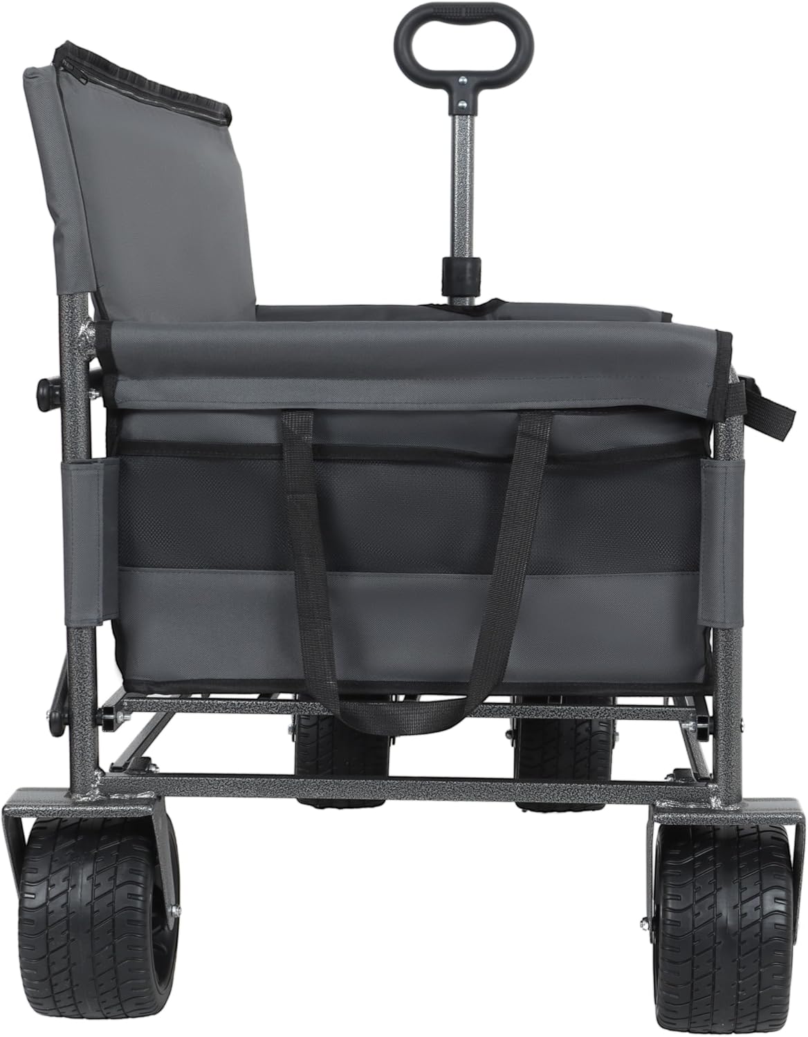 3-in-1 Heavy-Duty Convertible Folding Wagon Cart with Bench Seat & Storage – 500lb Capacity, 180L All-Terrain Wagon for Camping, Beach, Sports, & Garden – 360° Swivel Wheels (Gray)