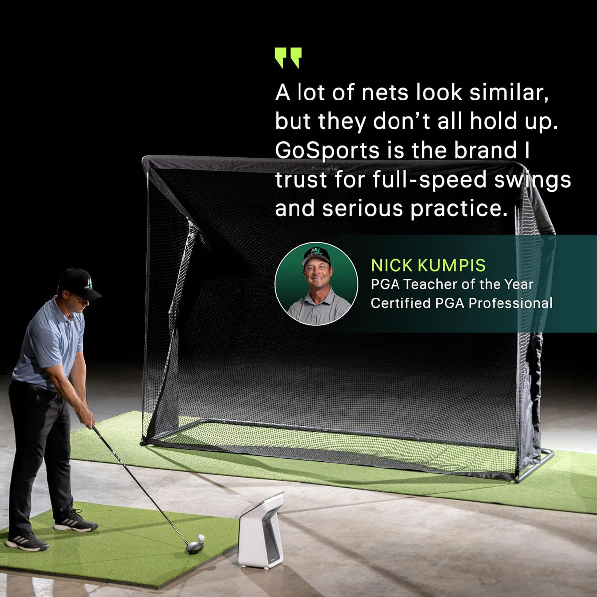 GoSports Elite Golf Practice Hitting Net with Steel Frame - Indoor and Outdoor Use - Portable Golf Net - Durable Netting - 7' or 10' Size