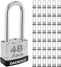 48 Pack 40 mm (1-9/16') Keyed Alike Laminated Padlocks with 96 Keys, Hardened Steel Long Shackle, Heavy-Duty Locks for Gym Lockers, Toolboxes, School Lockers, and Hasp Latches