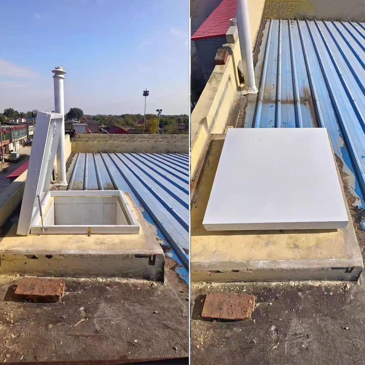 White Ceiling Hatch Lid with Hasp Latch & Gas Shock Strut, Large Building Roof Access Hatch Door, Heavy Duty Manhole/Cellars Exit Cover Plate for Repairs(Inner-L*W-19.7x25.6in/50x65cm)