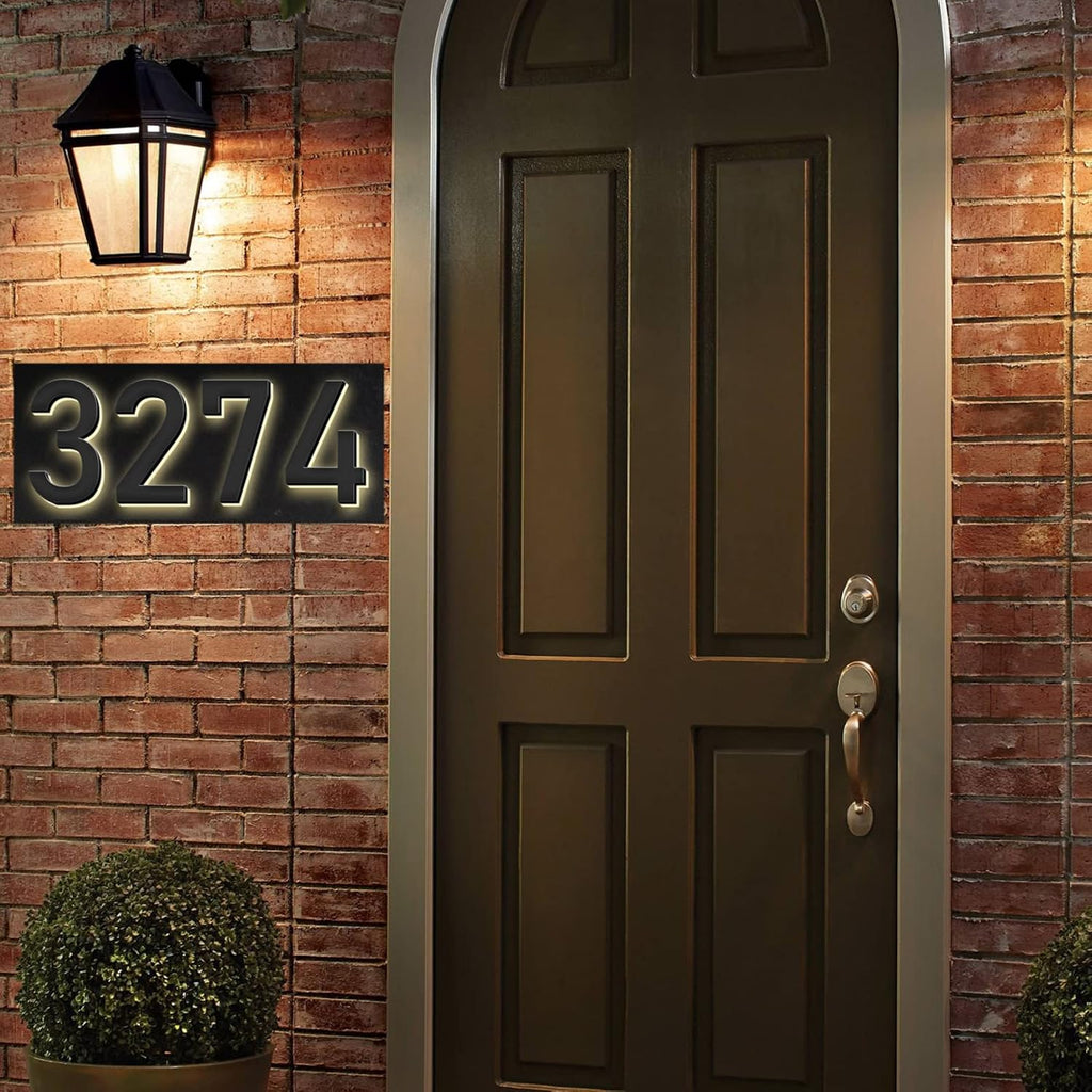 Backlit Illuminated LED House Numbers, Matte Black, Address Signs Lighted Plaque, Outdoor/Indoor, Modern, Weatherproof And Corrosion Resistant, Day & Night,20 Inch/50cm,D