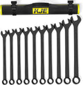 KJE 10-Piece SAE Black-Oxide Jumbo Combination Wrench Set, Open-End large Wrench, big Wrench Set, SAE Sizes 1-5/16' - 2' for Large Vehicles