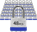 Padlocks with Same Key, LQYN 48 Pcs Laminated Keyed Padlock (1-9/16', 40mm), Keyed Alike Locks, Normal Shackle, for Storage Locker, Hasp Latch, Toolbox, Sheds