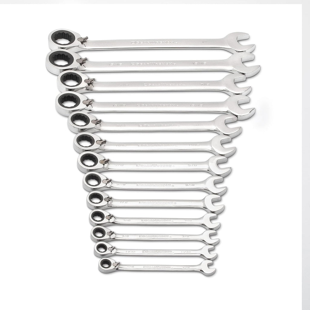 GEARWRENCH 13 Pc. 12 Pt. Reversible Ratcheting Combination Wrench Set, SAE - 9509N (Pack of 4)