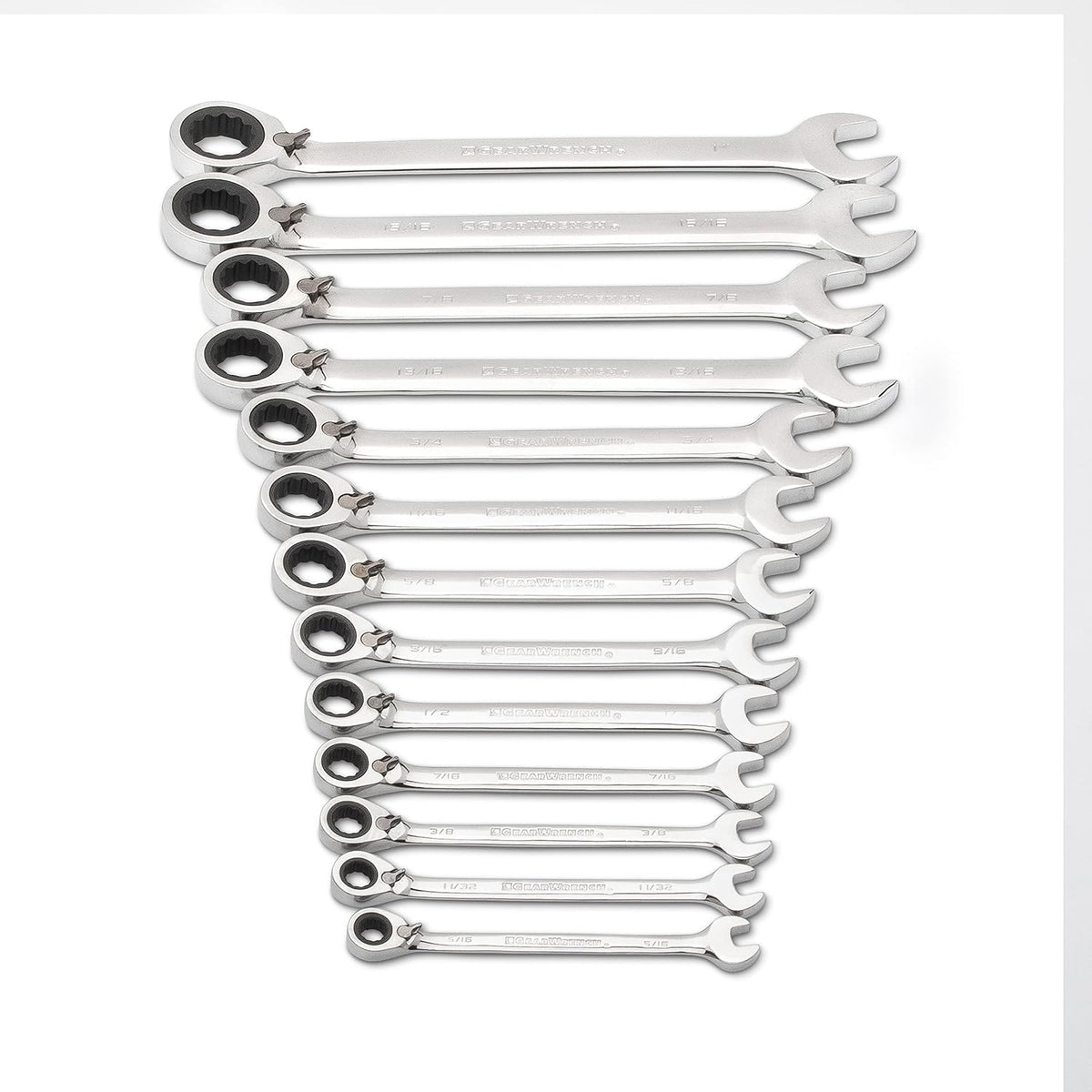 GEARWRENCH 13 Pc. 12 Pt. Reversible Ratcheting Combination Wrench Set, SAE - 9509N (Pack of 4)