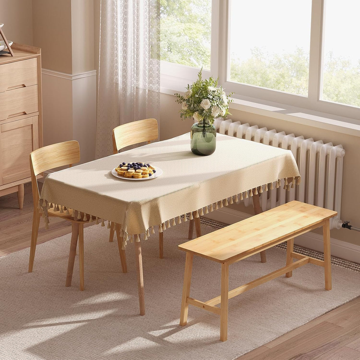 HOOBRO Kitchen Island with Power Outlet, Bamboo Dining Bench, Table Bench, Kitchen Bench, Entrance Bench, Shoe Changing Bench WN82UZD01G1-YL70CZ01
