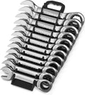 Olsa Tools 12pc Metric Ratchet Wrench Set, 120 Tooth, Stubby, Chrome Vanadium Steel