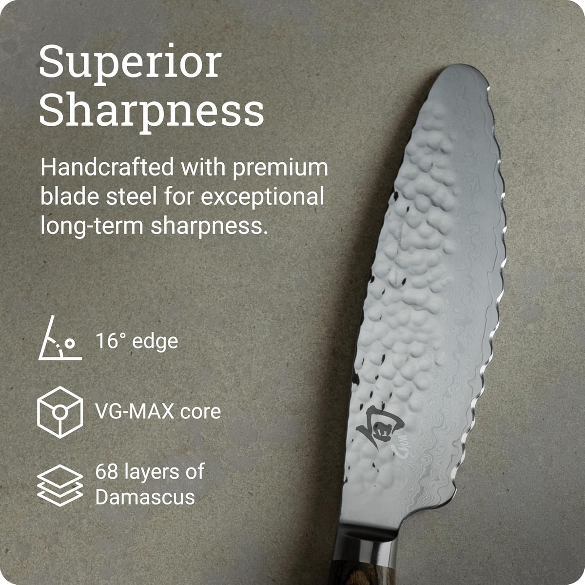 Shun Premier 6' Ultimate Utility Knife, Handcrafted Japanese Knife, VG-MAX Core with Damascus Stainless Steel Cladding, Pakkawood Handle, Precision and Sharpness for Professional and Home Chefs