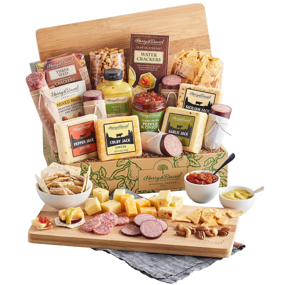 Harry & David Ultimate Meat And Cheese Gift Box With Bamboo Board, Cheese Board Set, Gourmet Sausages, Cheeses And Snacks, Great For All Occasions, Charcuterie Board Gift