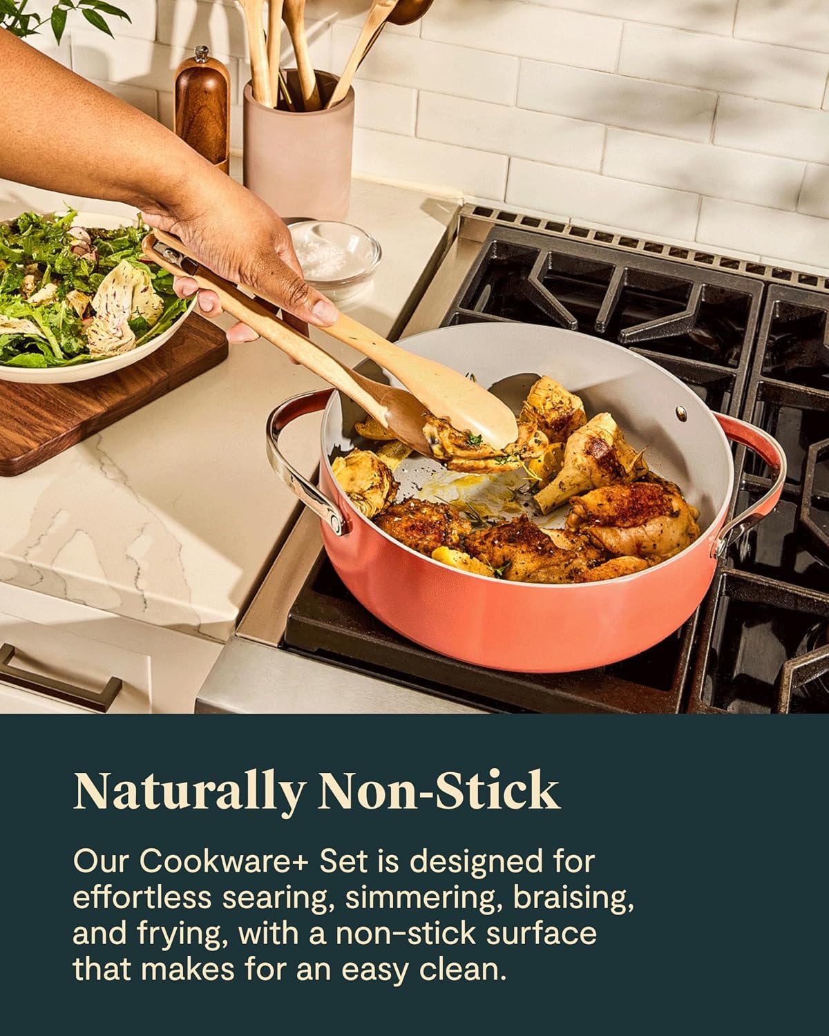 Caraway Cookware+ Collection - Specialty Cookware Set - Petite Cooker, Stir Fry Pan, Rondeau, & Stock Pot - 3 Lids & Storage Organizer Included - Perracotta