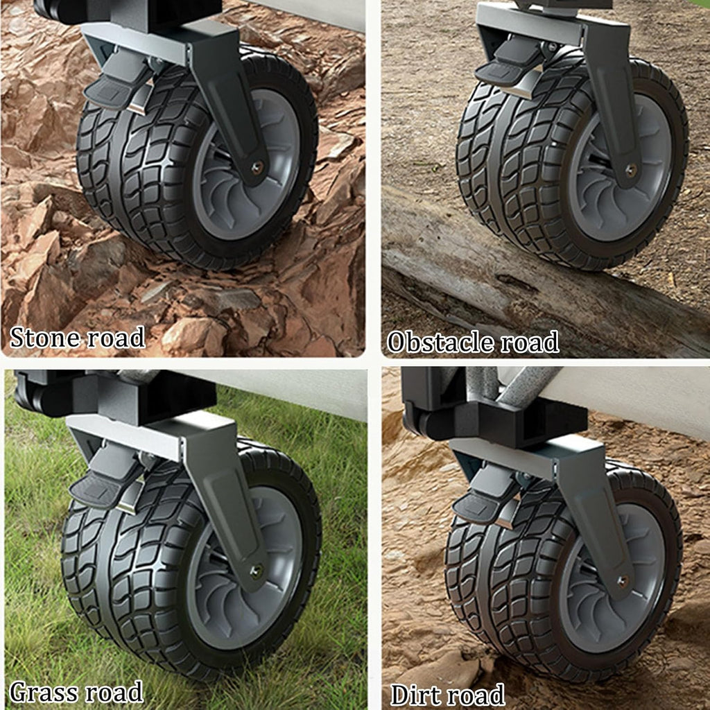 Bgarden Carts,Collapsible Wagon,Sports Outdoor Utility Wagon Folding Garden Wagon Sports Steel Frame Foldable Yard Car Off-Road Wheels with Brakes Folding Board Camping Cart