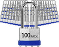 Padlocks Keyed Alike, Pack of 100, Laminated Steel Keyed Lock (1-9/16', 40mm), Padlocks with Same Key, Long Shackle, for Toolbox, Locker & StorageUnit or More