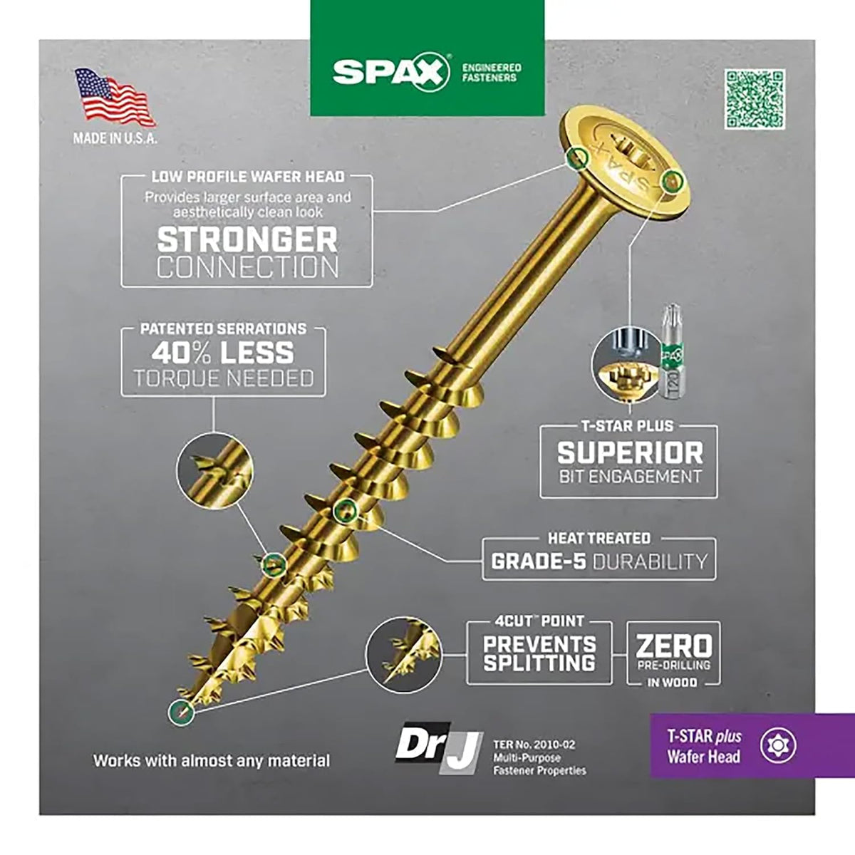 SPAX #10 x 2-1/2' Interior Wafer Head Cabinet Wood Screws Multi-Material Torx T-Star Plus (1500 EA) Bulk Pail Includes 2 Bits Washer Head Low Profile