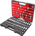 CARBYNE 80-Piece Master Torx, SAE Hex (Allen) and Metric Hex (Allen) Bit Socket Set with 30 Stubby Low Profile Super Short, S2 Steel Bits, CrV Sockets, 1/4 3/8 1/2 in. Drive, Durable Case