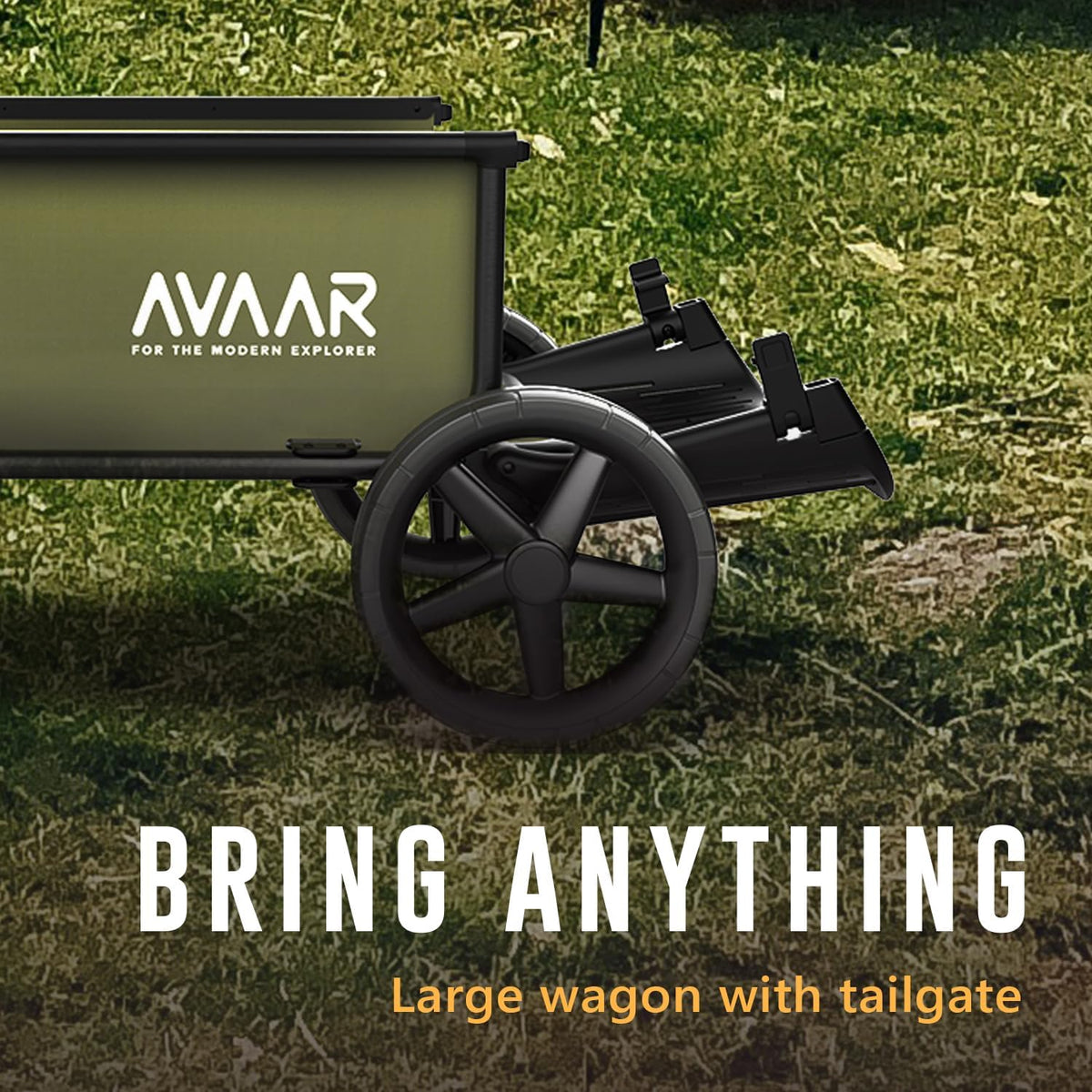 Go Anywhere 400lbs Large Capacity Collapsible Wagon Cart,Folding Utility Heavy Duty,All Terrain Big Wheels for Garden Camping Sports Outdoor Shopping, Green