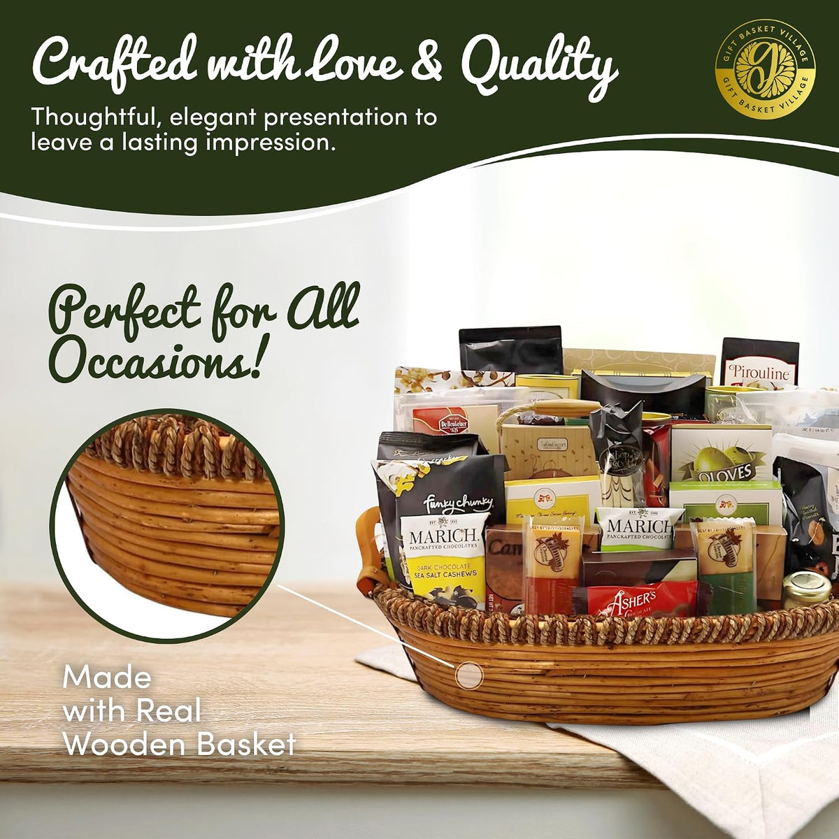 Gift Basket Village - The Best of the Best Gourmet Gift Baskets - Food Gift Basket Loaded with Crackers, Wafers & Spreads - Food Gift Baskets for Any Occasion - Made in USA - Ideal Gourmet Gift Basket