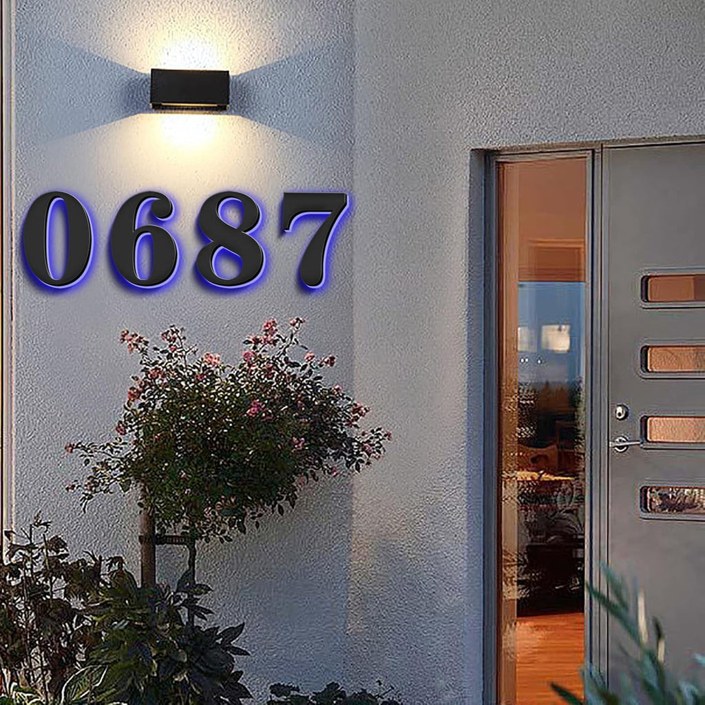 Backlit Lighted LED House Numbers, 3D Floating LED House Plaque Number, Illuminated House Address Numbers For Outside Modern, Blue Light,18 Inch/450mm,0